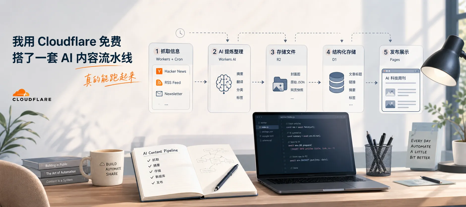 Cloudflare AI 内容流水线封面图
